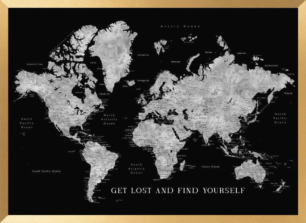 Baibah world map with cities, get lost Poster