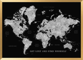 Baibah world map with cities, get lost Poster