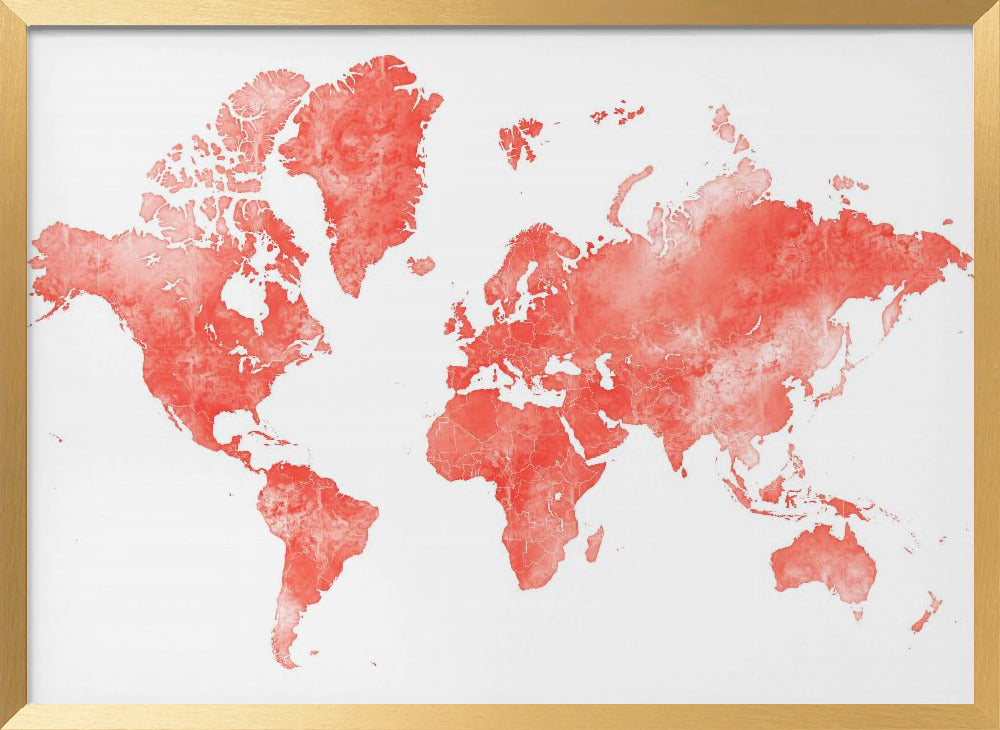 World map with outlined countries, Coralinah Poster