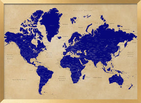 Rustic world map with cities, Korinne Poster