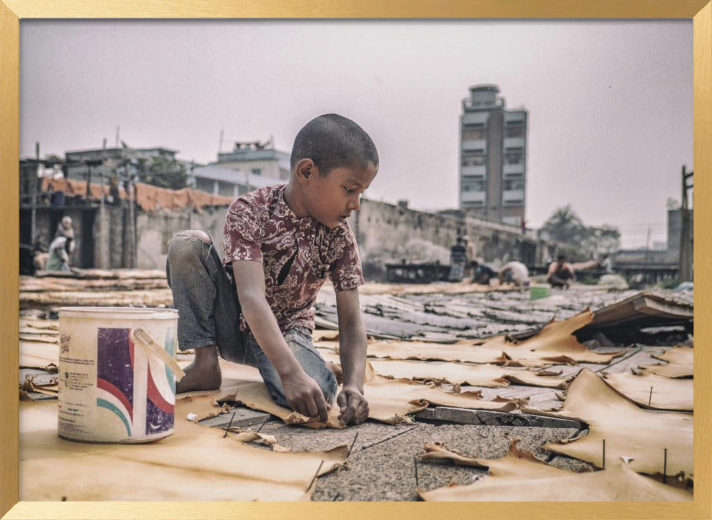 Boy from leather manufacture Poster