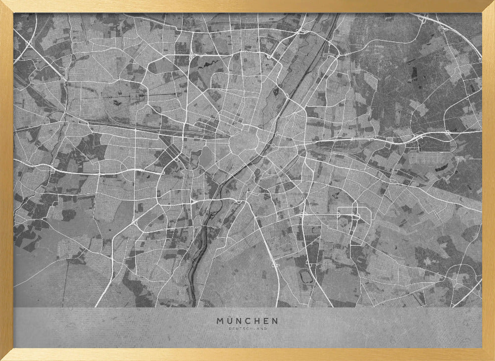 Gray vintage map of Munich Germany Poster