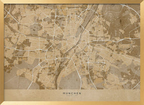 Sepia vintage map of Munich Germany Poster