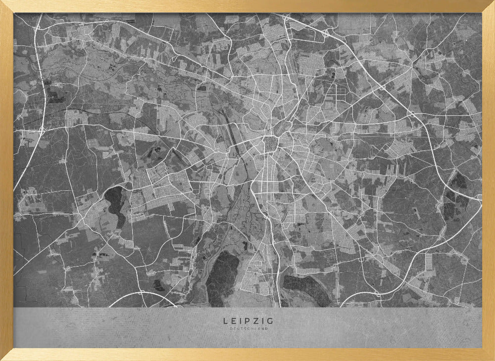 Gray vintage map of Leipzig Germany Poster