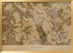 Sepia vintage map of Hannover Germany Poster