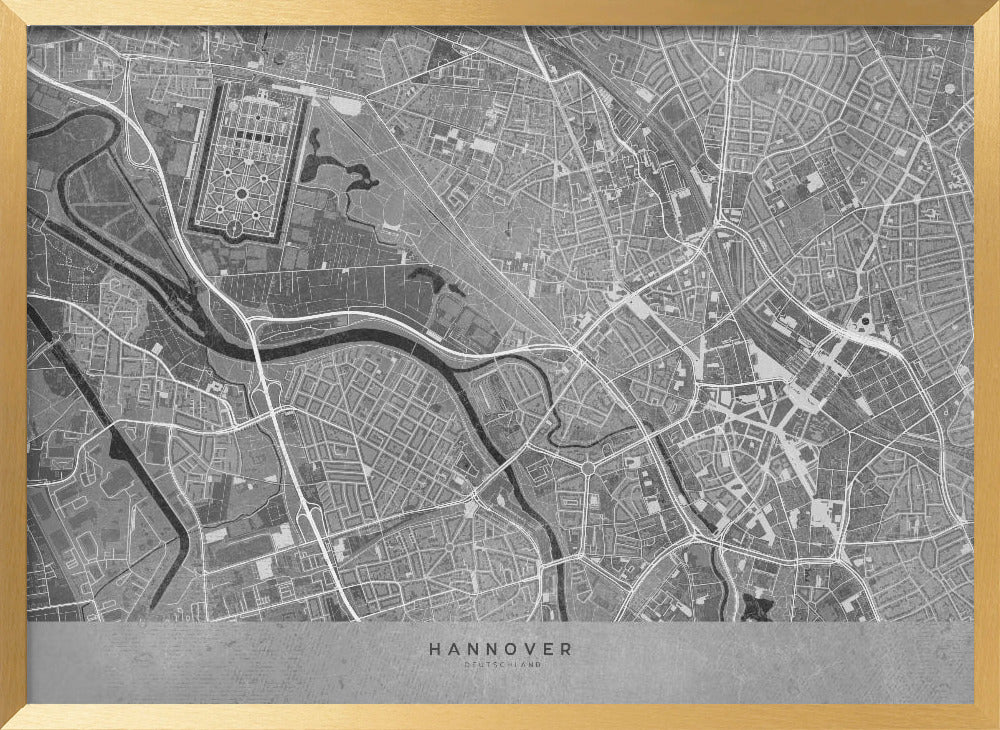 Gray vintage map of Hannover downtown Germany Poster