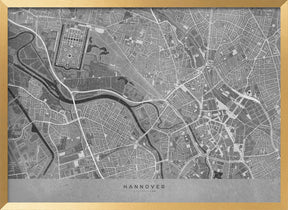 Gray vintage map of Hannover downtown Germany Poster