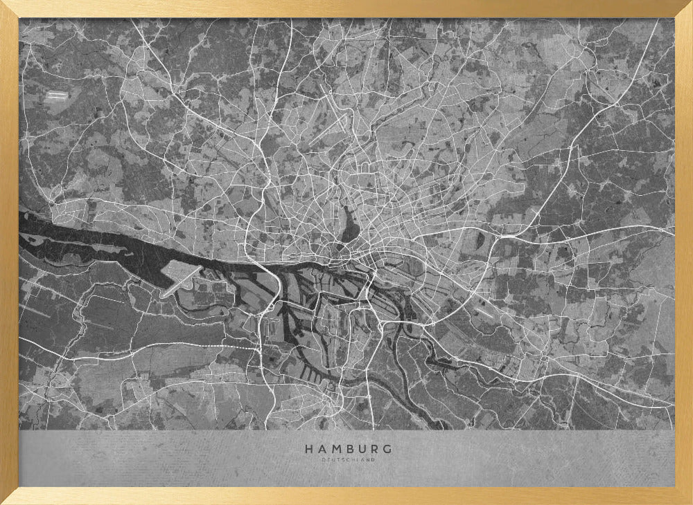 Gray vintage map of Hamburg Germany Poster