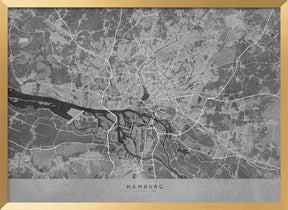 Gray vintage map of Hamburg Germany Poster