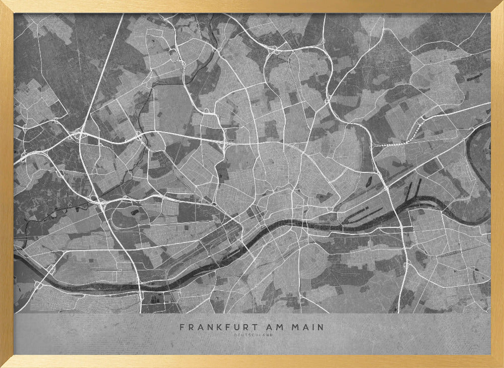 Gray vintage map of Frankfurt Germany Poster