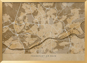 Sepia vintage map of Frankfurt Germany Poster