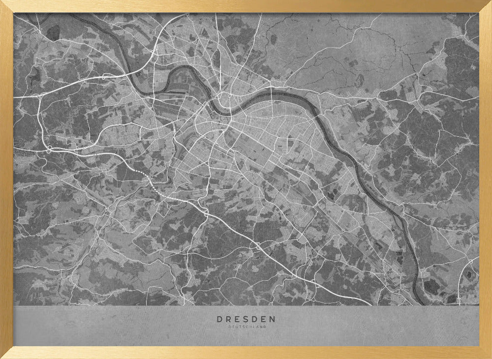 Gray vintage map of Dresden Germany Poster