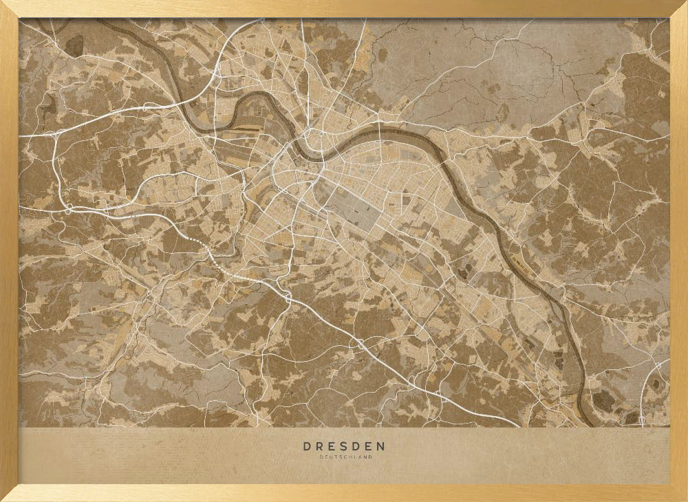 Sepia vintage map of Dresden Germany Poster