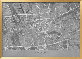 Gray vintage map of Dortmund Germany Poster