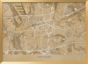 Sepia vintage map of Dortmund Germany Poster