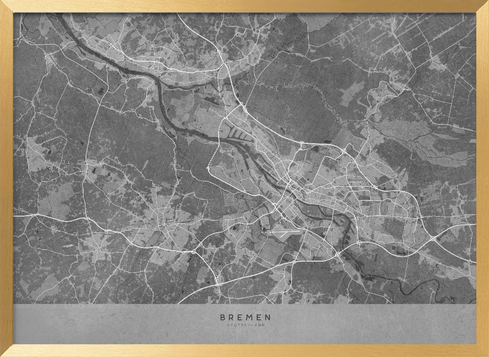 Gray vintage map of Bremen Germany Poster