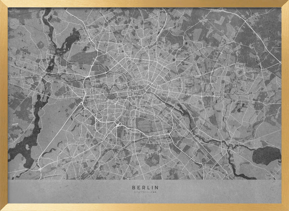 Gray vintage map of Berlin in Germany Poster