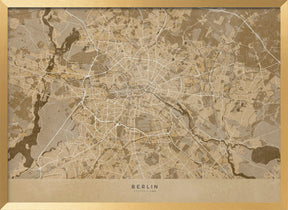 Sepia vintage map of Berlin in Germany Poster