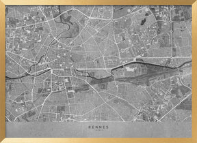 Gray vintage map of Rennes France Poster