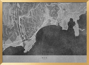 Gray vintage map of Nice France Poster