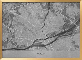 Gray vintage map of Nantes France Poster