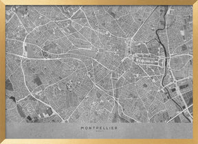 Gray vintage map of Montpellier France Poster