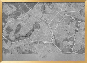 Gray vintage map of Lille France Poster