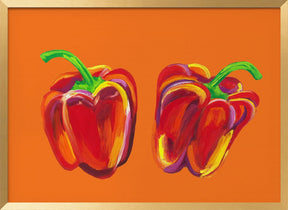 Peppers On Orange Poster