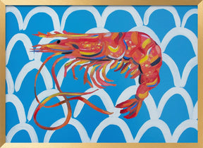 Prawn On Blue Wavey Poster