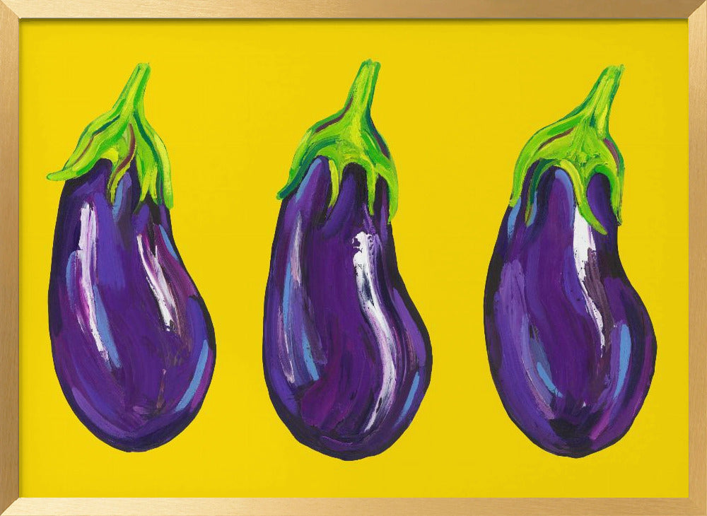 Aubergines On Yellow Poster