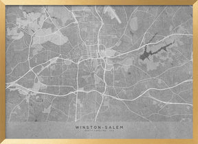 Map of Winston Salem (NC, USA) in gray vintage style Poster