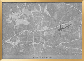 Map of Winston Salem (NC, USA) in gray vintage style Poster