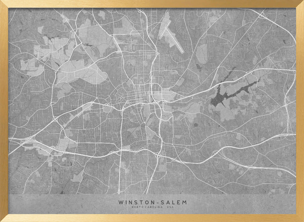 Map of Winston Salem (NC, USA) in gray vintage style Poster