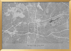 Map of Winston Salem (NC, USA) in gray vintage style Poster