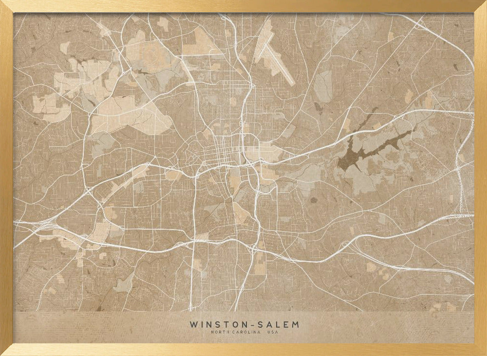 Map of Winston Salem (NC, USA) in sepia vintage style Poster