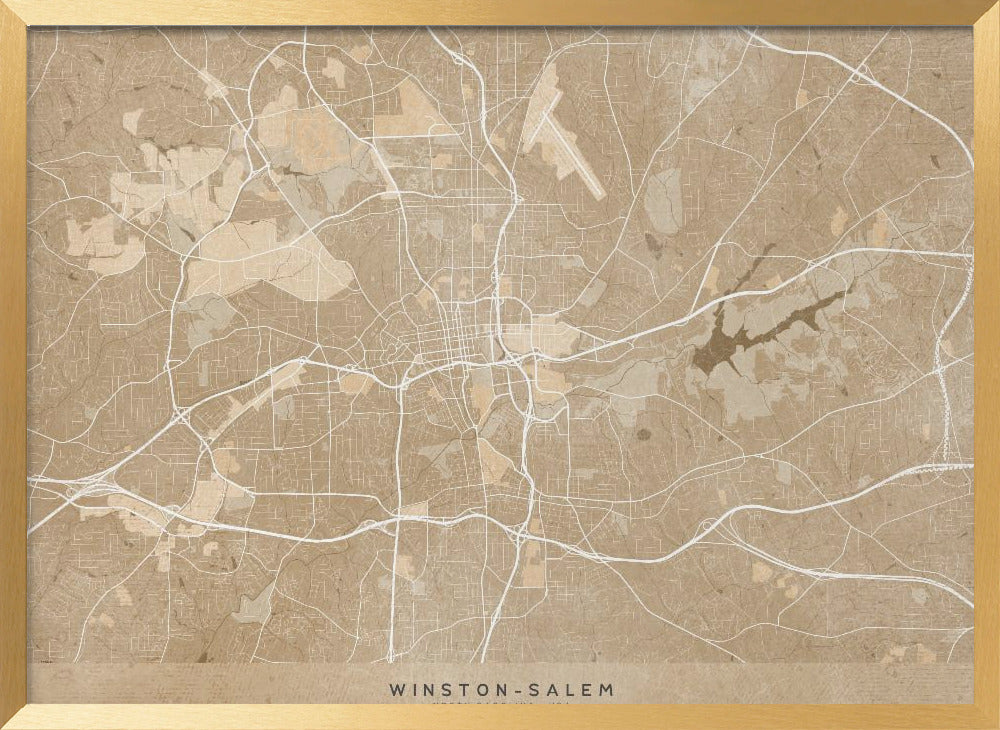 Map of Winston Salem (NC, USA) in sepia vintage style Poster