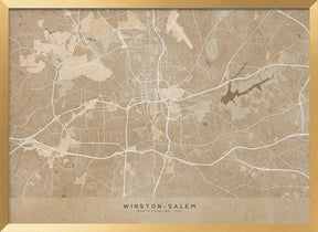 Map of Winston Salem (NC, USA) in sepia vintage style Poster