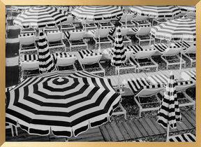 Black and White Beach Umbrellas II Poster