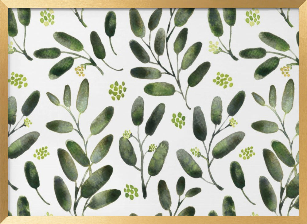 Lisa watercolor seeded eucalyptus pattern Poster