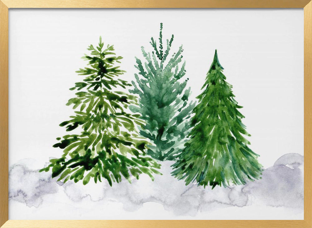 Three watercolor pine trees Poster