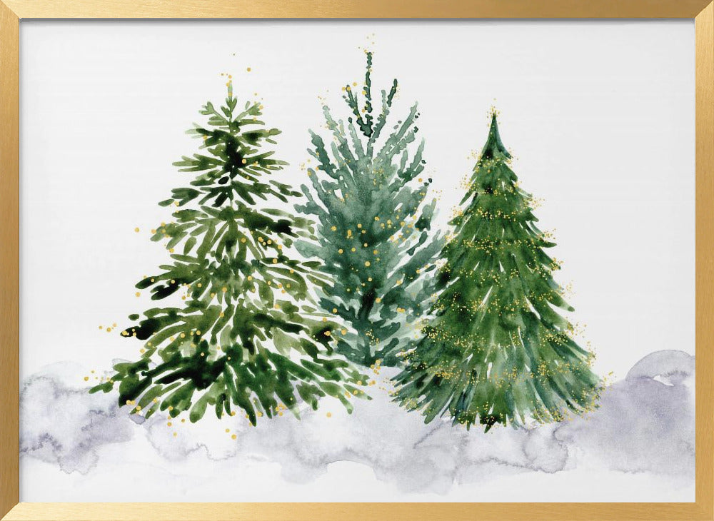 Three watercolor Christmas trees Poster