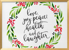 Watercolor wreath with holiday wishes Poster