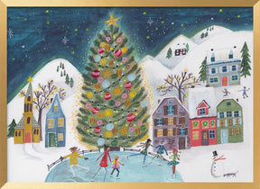 Christmas village in the snow Poster