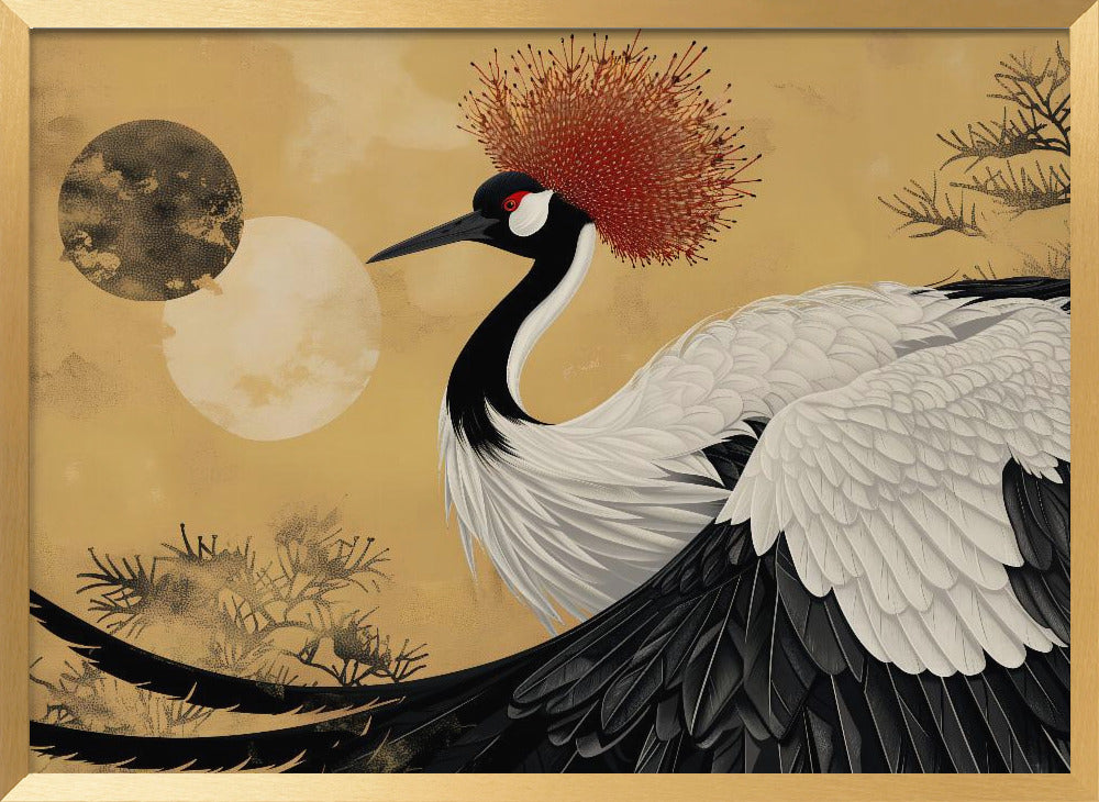 Abstract red-crowned crane Poster