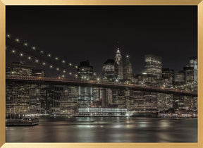 MANHATTAN SKYLINE &amp; BROOKLYN BRIDGE Idyllic Nightscape Poster