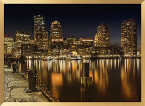 BOSTON Fan Pier Park &amp; Skyline at night Poster