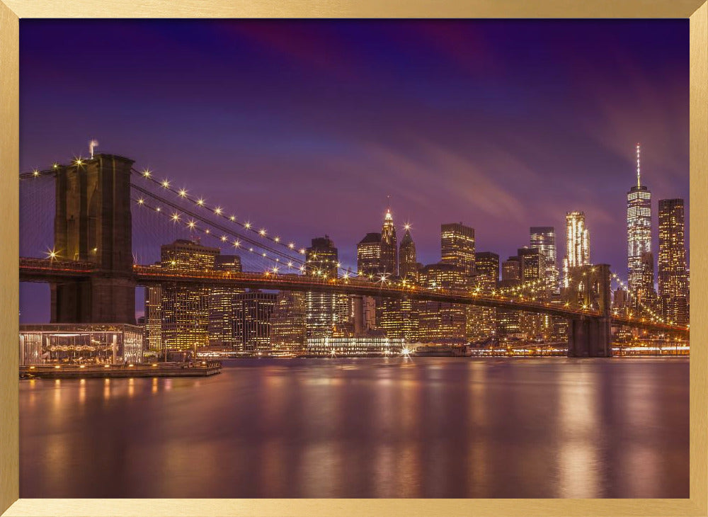 BROOKLYN BRIDGE New York City Sunset Poster