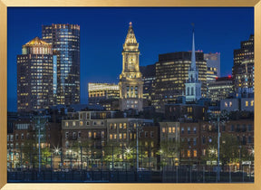 BOSTON Evening Skyline of North End &amp; Financial District Poster