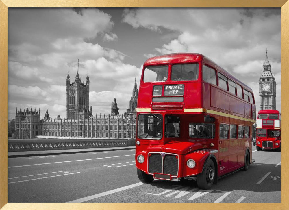 Red Buses in London Poster