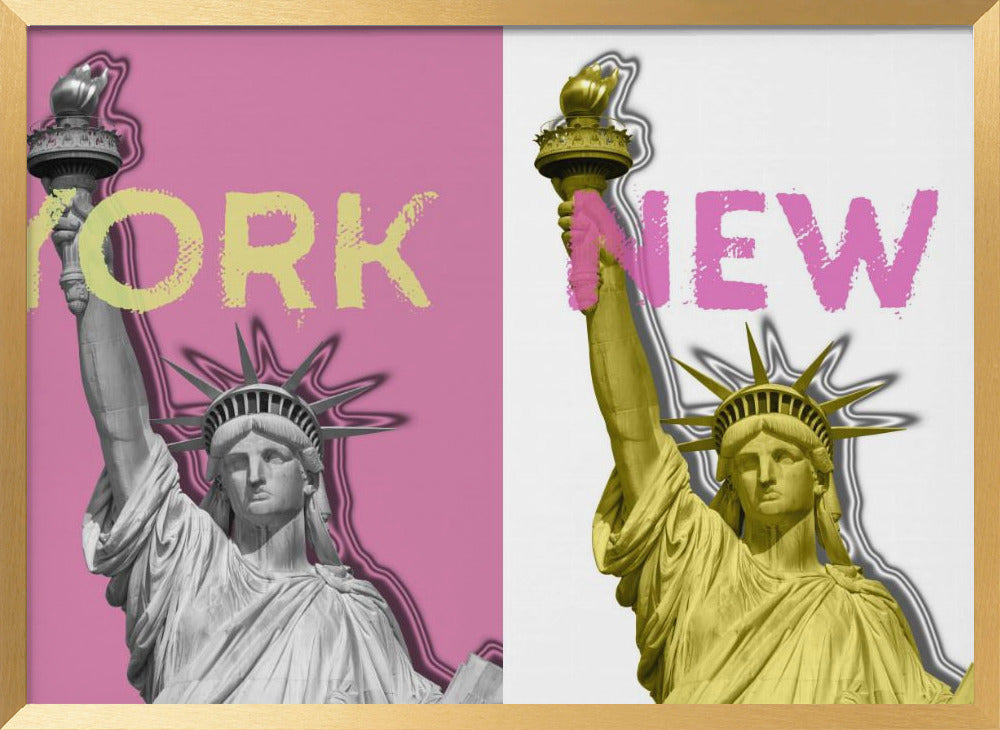 POP ART Statue of Liberty | pink &amp; yellow Poster